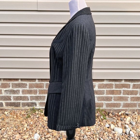 Tina Hagen VTG Wool Blazer Medium Artsy 4 Fabric Patterns Black Gray Silver Sz M - Picture 3 of 15